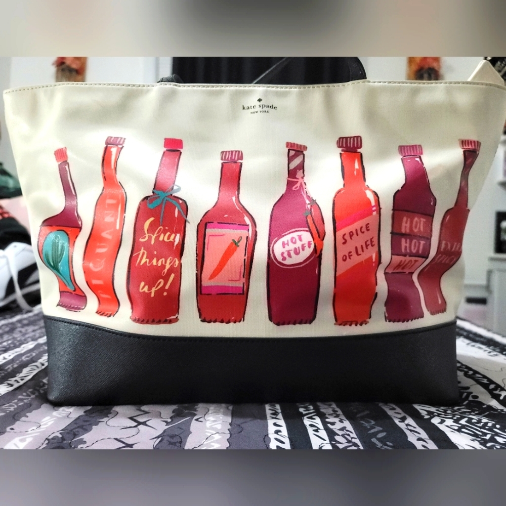 Kate Spade Hot Sauce Coated Canvas Tote, Good Used Condition